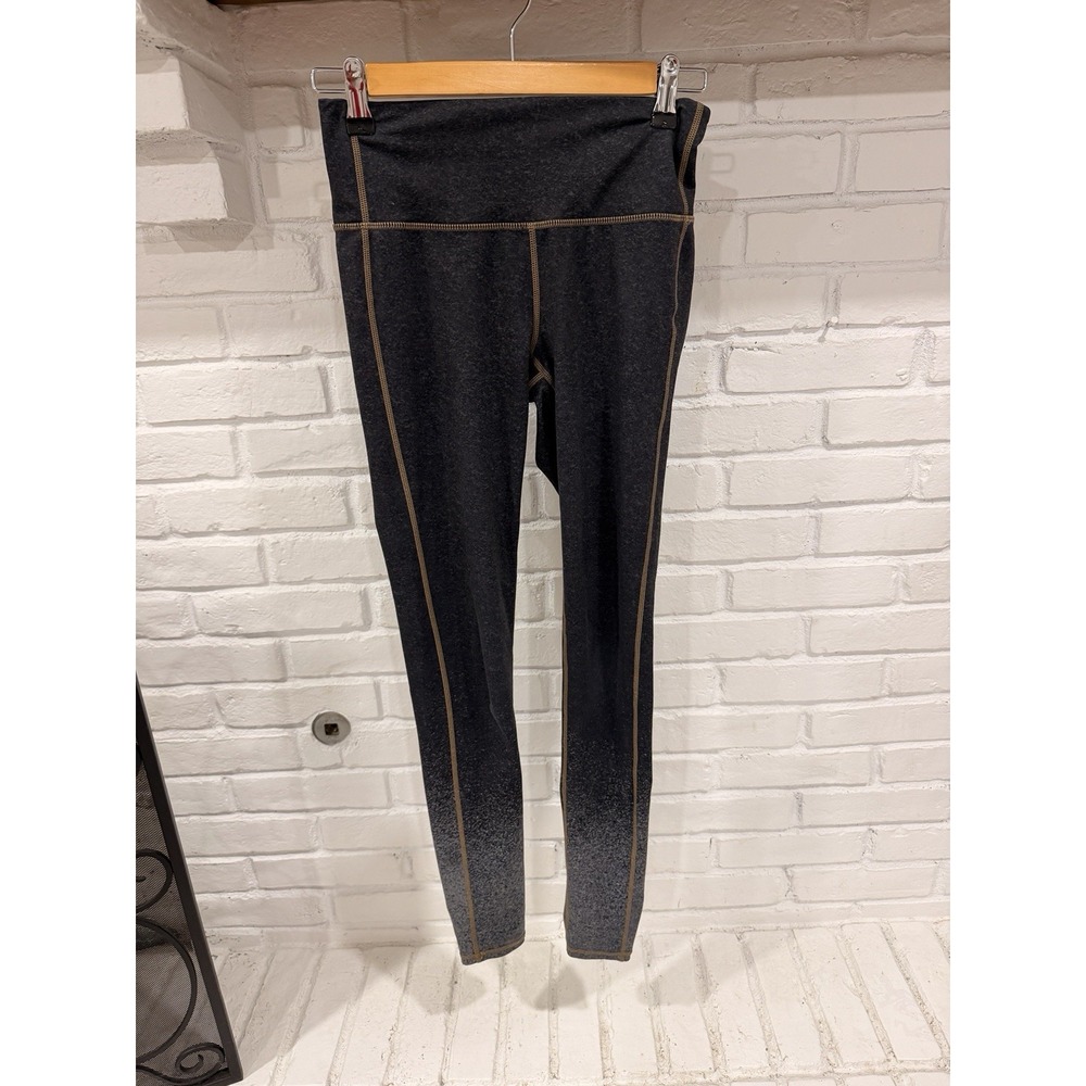 Athleta XS Gray Heather Leggings Brown Contrast‎ Stitch High Rise Yoga Pants